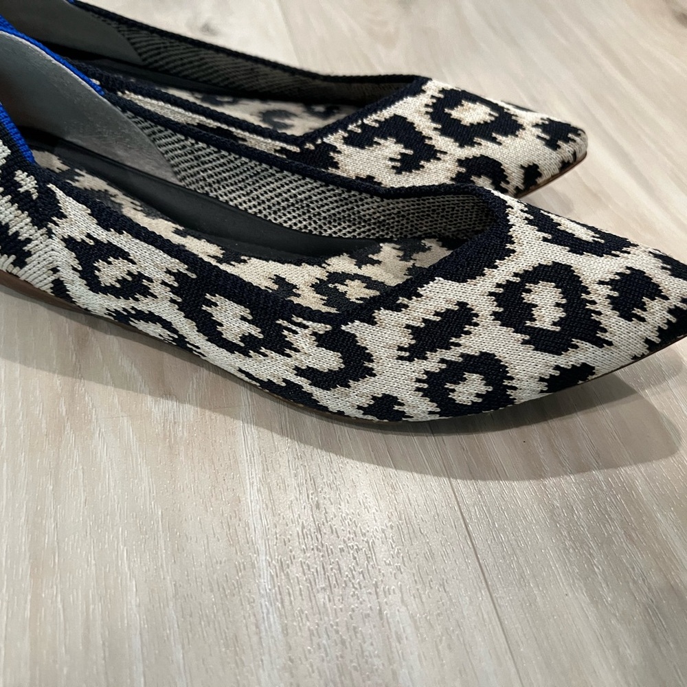 Rothy's Black and Cream Leopard Knit Pointed Ballet Flats - Picture 3 of 3